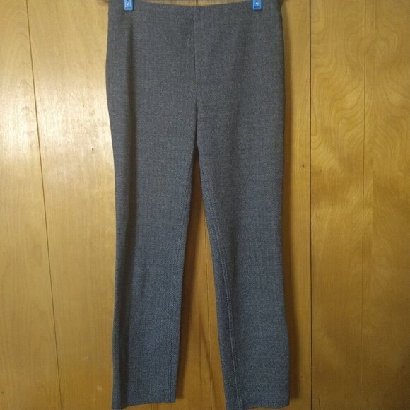Crosby Women's Size 8 Pull On Elastic Waist Office Gray Herringbone Pants - Picture 1 of 5